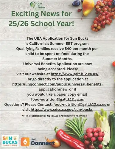 Universal Benefits Application for Sun Bucks Information - English