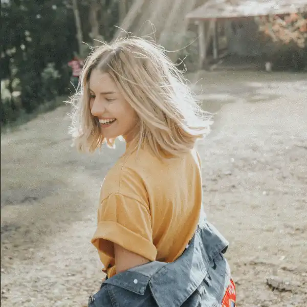 student looking back