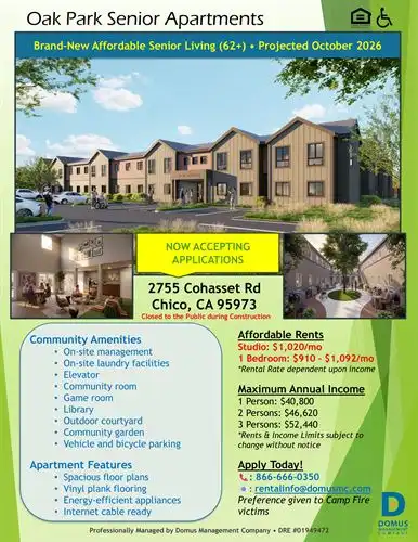 Announcement for Oak Senior Apartments Accepting Applications