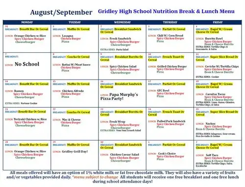 Gridley HS Menu