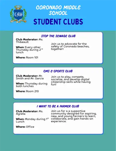 Stop the Sewage Club, CMS eSports Club, I Want to be a Farmer Club
