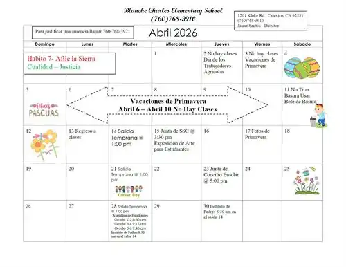 Calendar April spanish