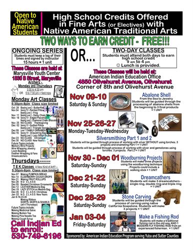 Indian Ed High School Unit Classes Nov-Dec-Jan 2425