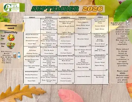 SEPTEMBER MENU