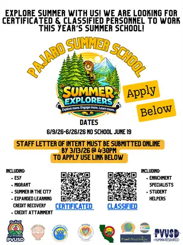 Summer Employment Information: Full information above in text box.  Links are above. 