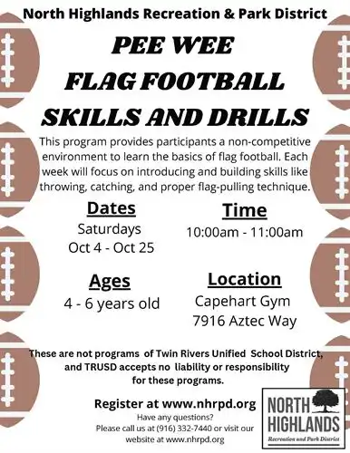 Pee Wee Flag Football flyer