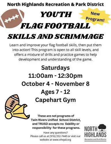 Youth Flag Football Skills & Scrimmage flyer