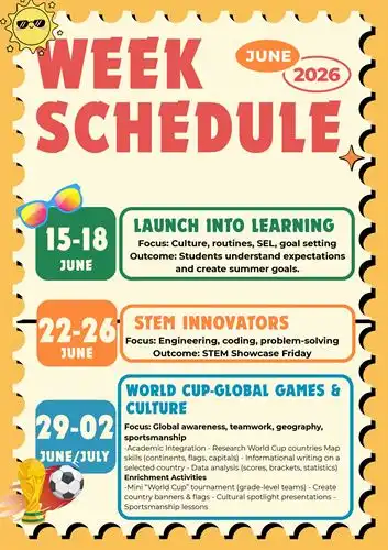 GEL Summer Program Week Schedule June-July 2026 - page 1