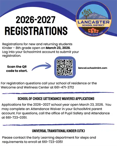 Information in English for 2026-2027 registrations.