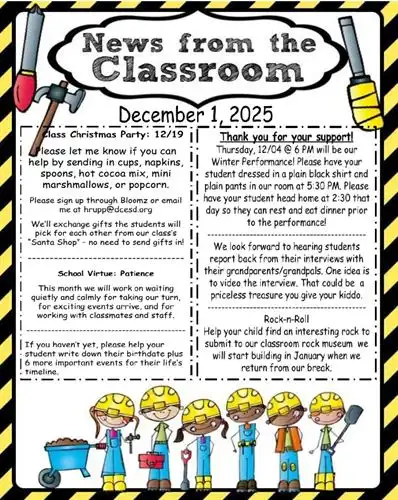 Newsletter with information for parents.