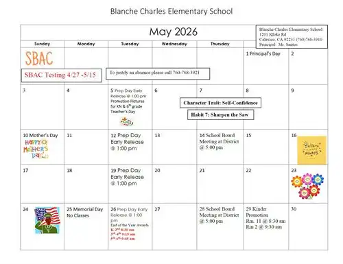 May calendar english