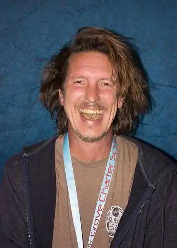 burt with blue background