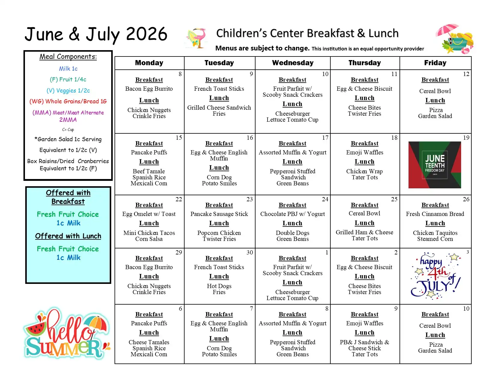 Childrens Center  Summer 2026 June - July