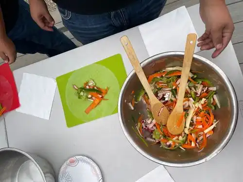 Making spring rolls