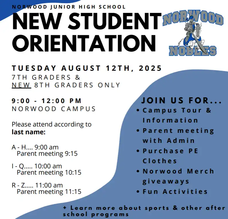 New student orientation flyer