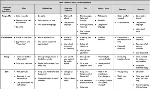 PBIS MATRIX