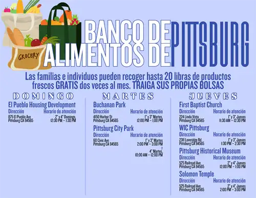 Pittsburg, Bay Point, Antioch - Local Food Bank Locations & Calendar flyer