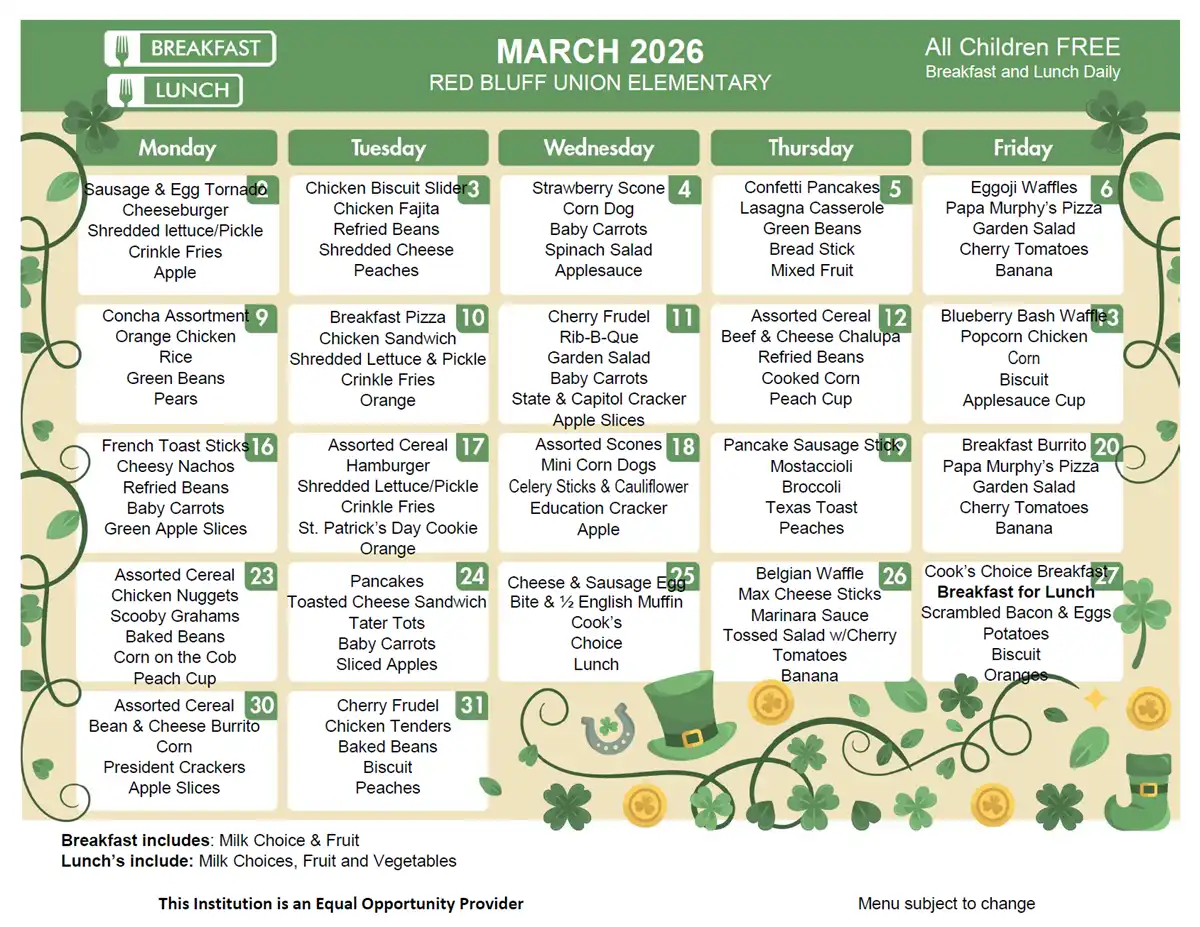 March Menu 
