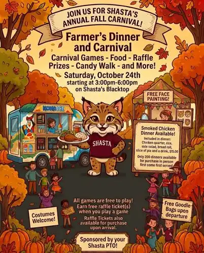Famer's Dinner poster listing activities information