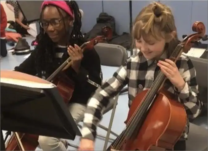 Kids playing string instruments