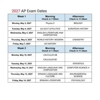 2027 AP EXAM DATES