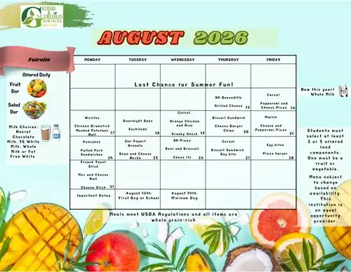 AUGUST MENU