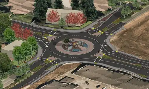 Rendering of future roundabout at Floral and Eaton