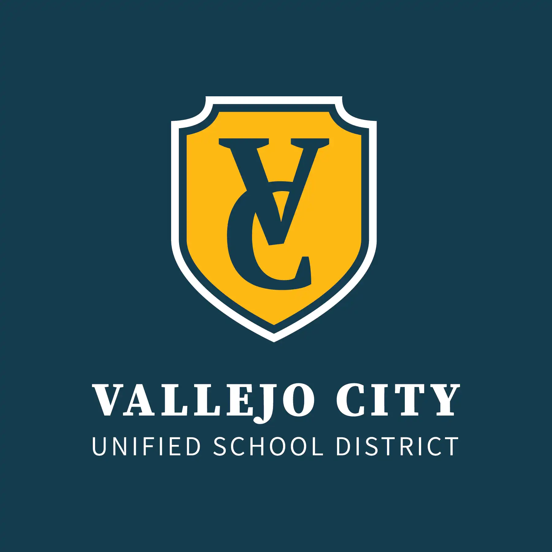 Vallejo City USD logo- navy background