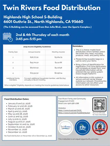 Twin Rivers Food Distribution Flyer