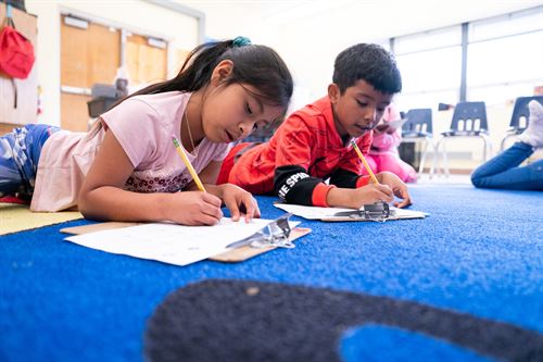 students writing