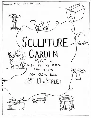 Sculpture garden with images hand drawn