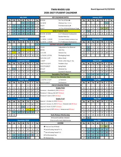 2526 TRUSD Student.Teacher Calendar ... click on image for copy