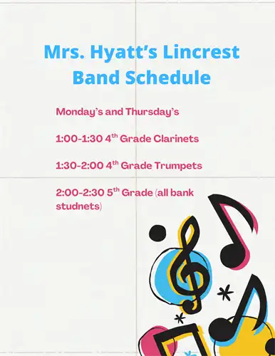 Mrs. Hyatt's Band Schedule 2025