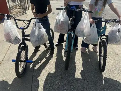 Kids getting food