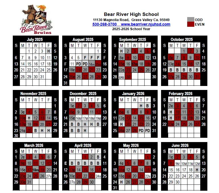 2025-2026 School year calendar