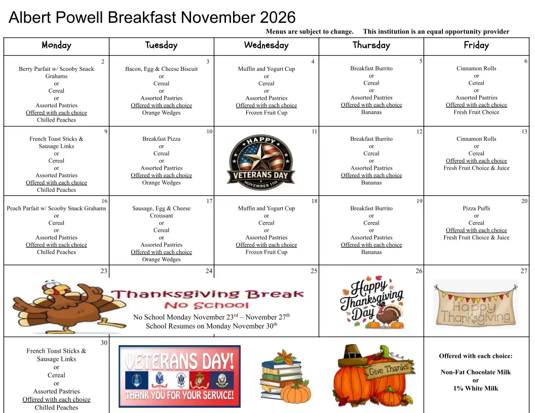AP Breakfast Menu November 2026