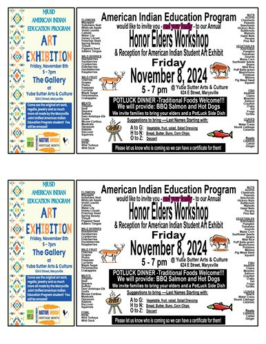 Elders Dinner and Native Student Art Show Nov 8
