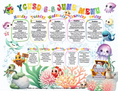 6-8th June 2026 Consolidated Menu