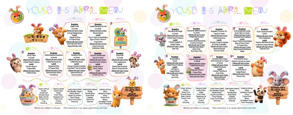 K-5 April 2026 Menu Consolidated