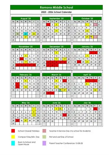 2025-2026 RMS Academic Calendar