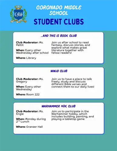 ...And this is Book Club, WWJD Club, Warhammer 40K Club