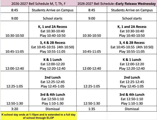Daily Bell Schedule 