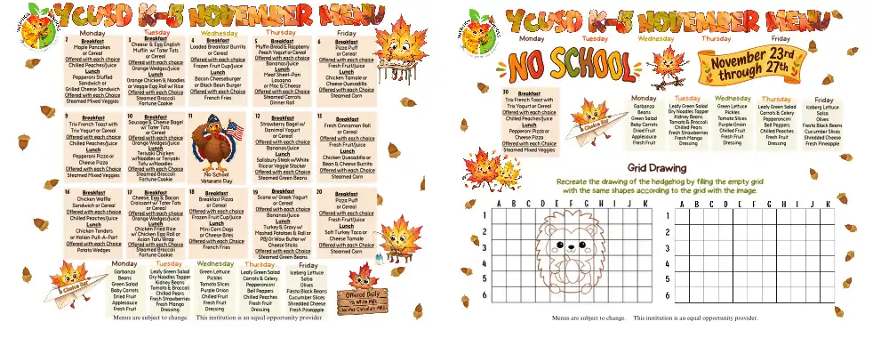 K-5 Consolidated Menu November 2026