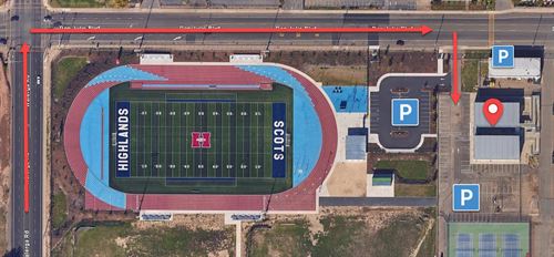 Highlands High School bird's eye view map