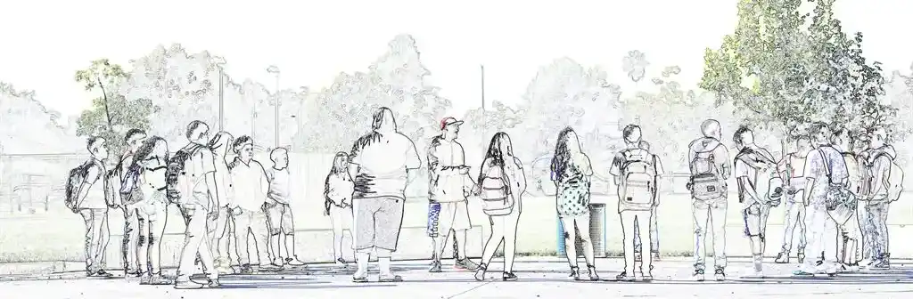 students gathered in a circle