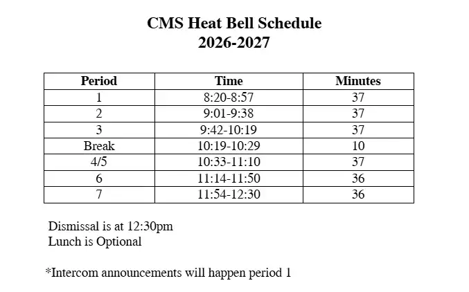 heat day bell schedule