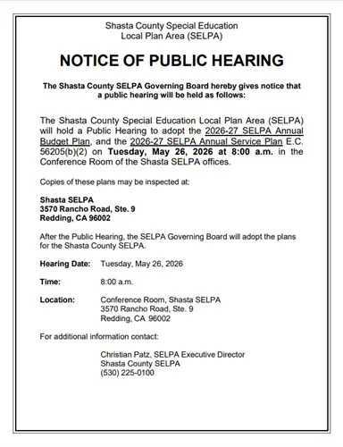 May 26 SELPA Pubic Hearing