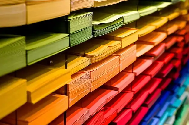 stacks of colored paper