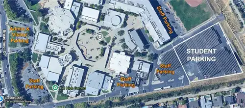image showing parking zones around campus