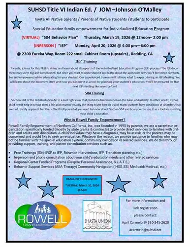 505 & IEP Parent Training - March - April 2026